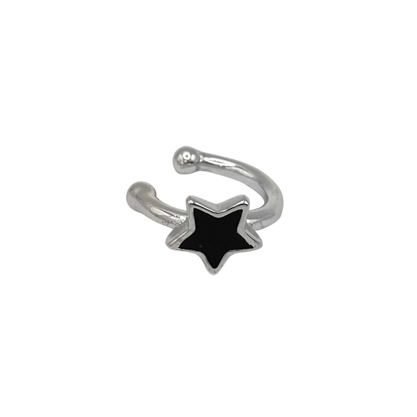 Silver ear cuff with enamel star