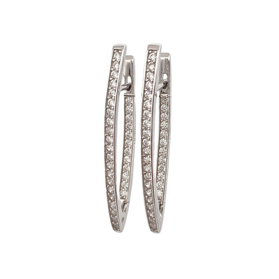Silver V-shaped earrings with zirconia