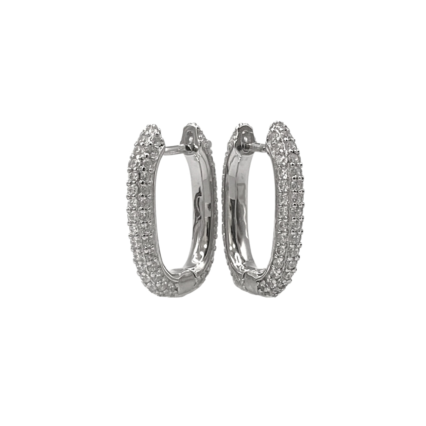 Silver earrings with cubic zirconia - 14.90 x 18.50 mm