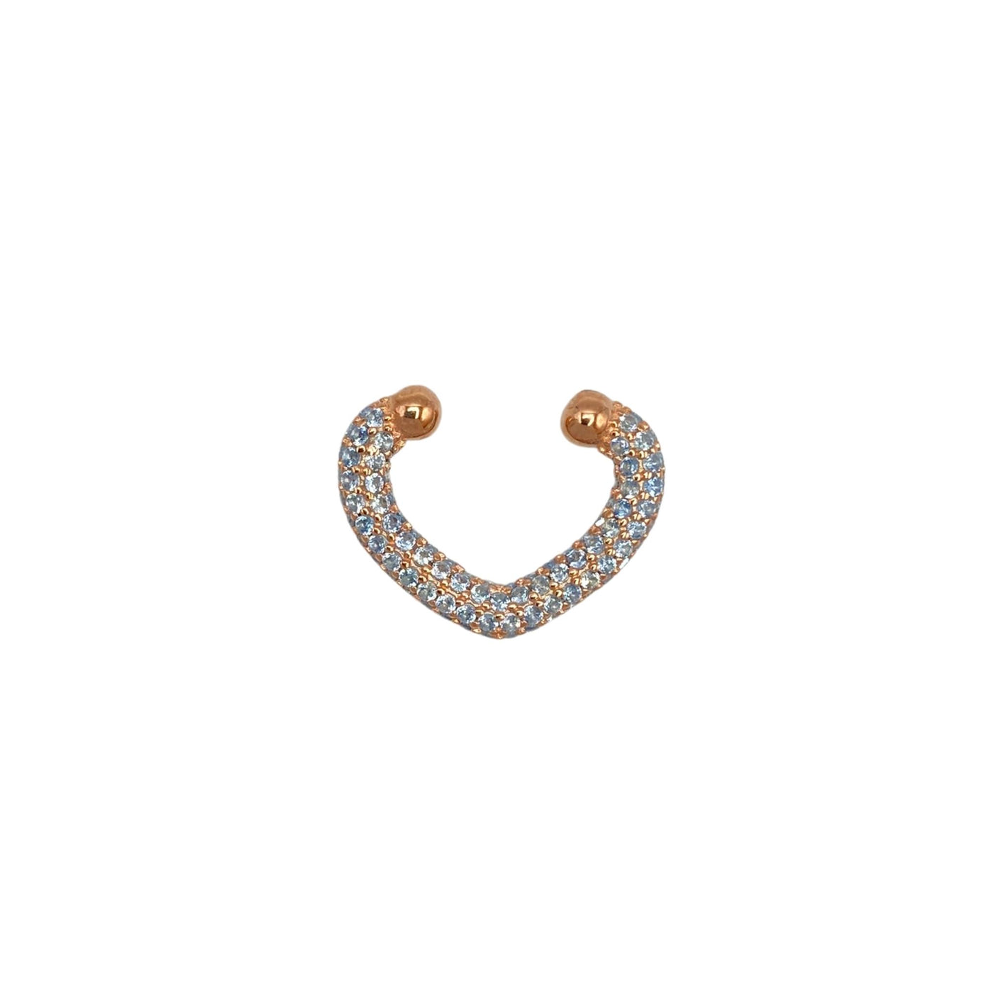 Ear cuff in argento a forma di cuore con zirconi