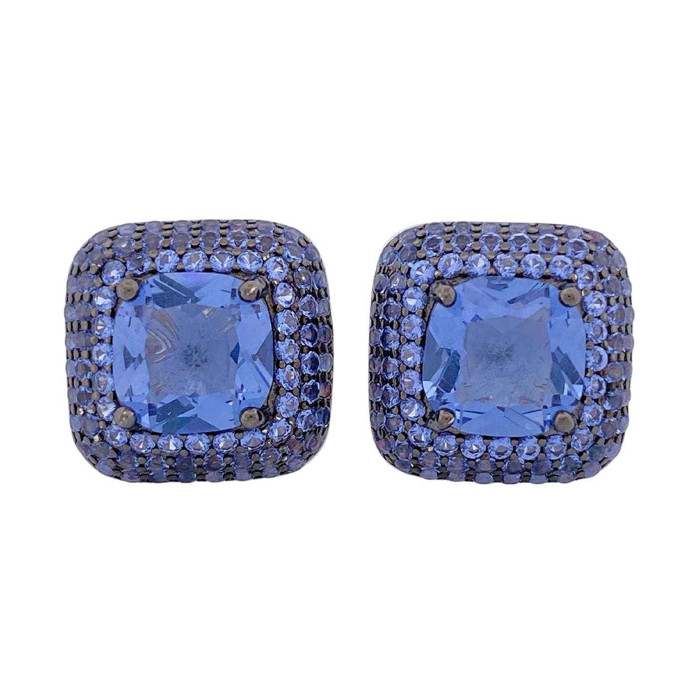 Silver earrings with zirconia square stone