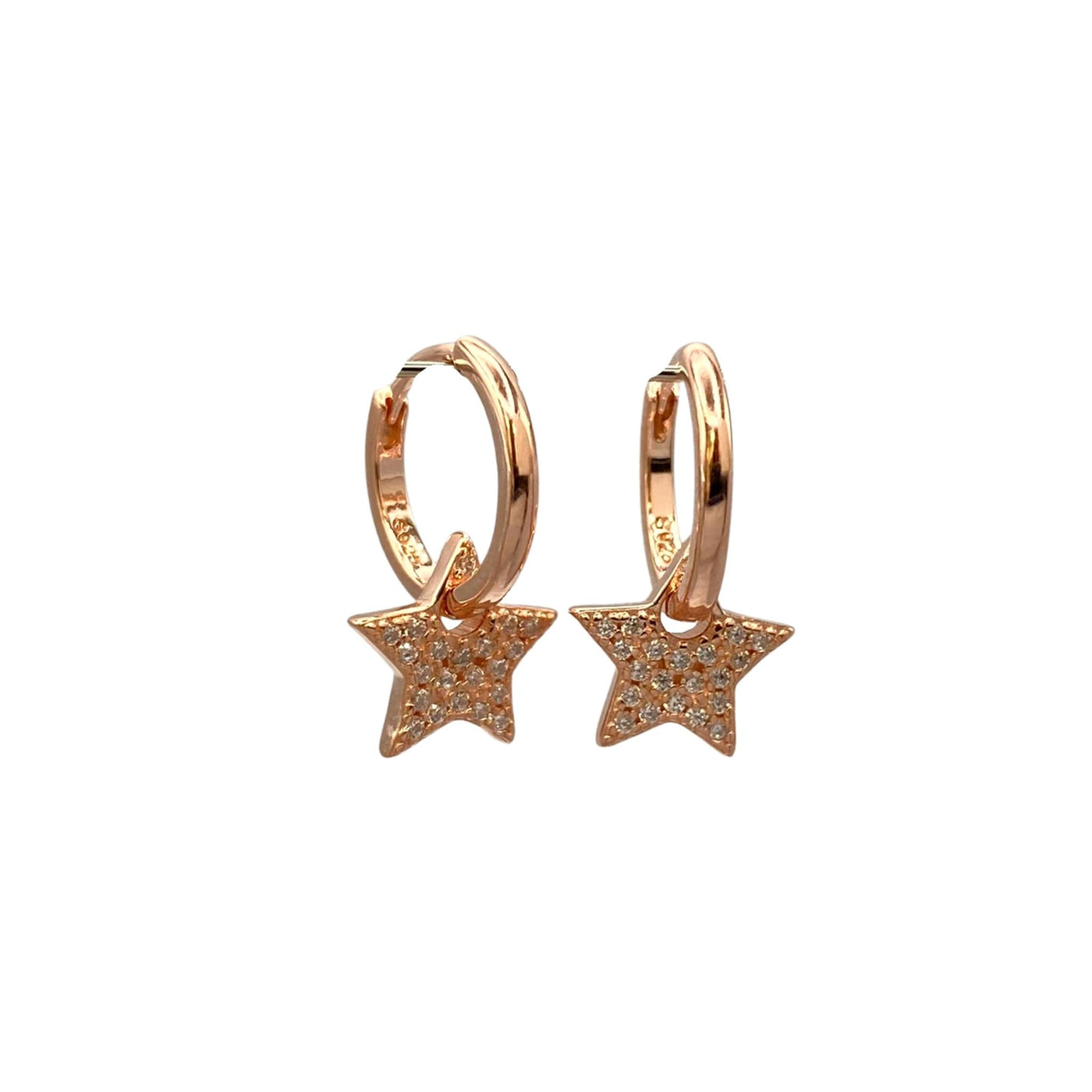 Silver hoop earrings with star