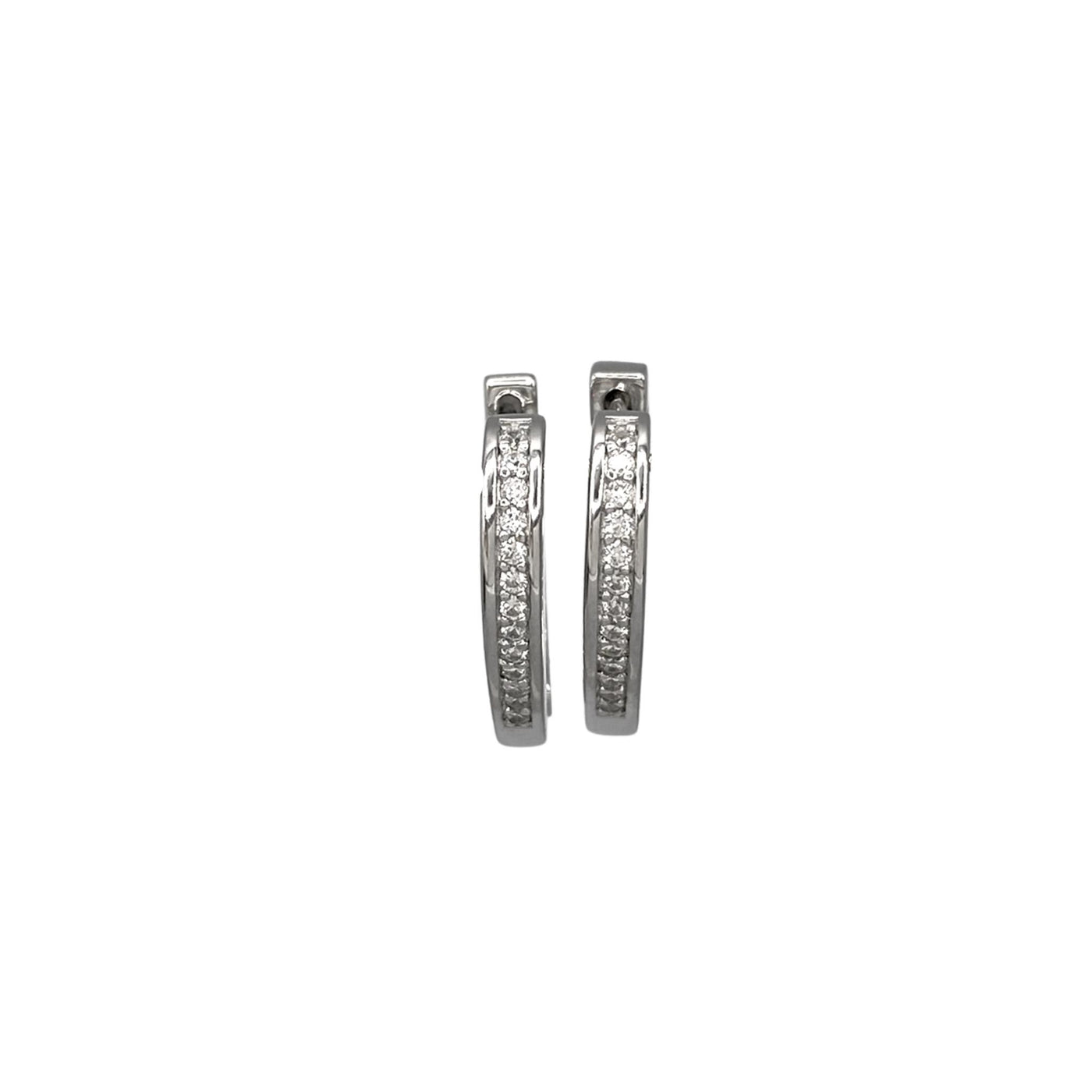 Silver heart-shaped earrings with zirconia - 16.40 mm