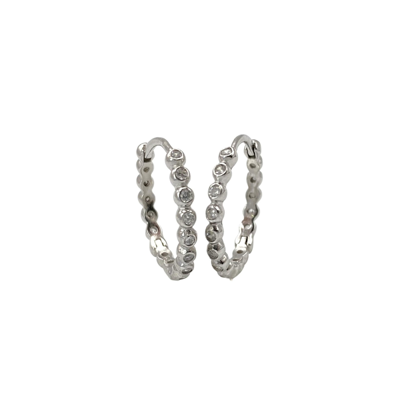Silver earrings with white zirconia - 18 mm