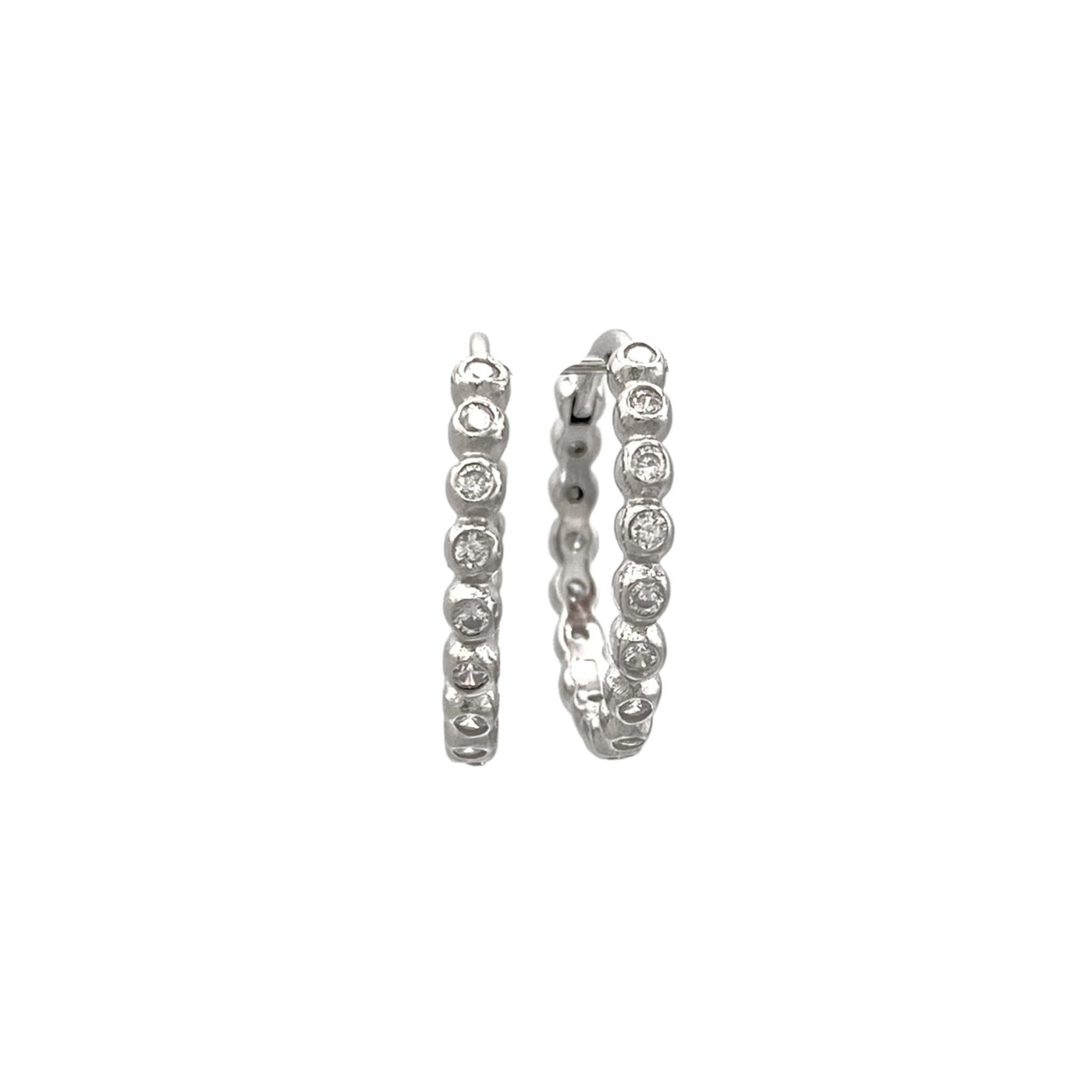 Silver hoop earrings with cubic zirconia - 18 mm