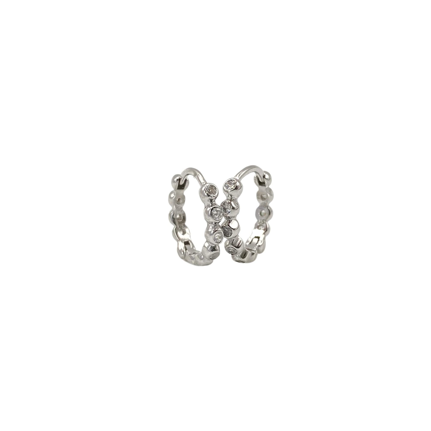 Silver hoop earrings with zirconia - 13 mm