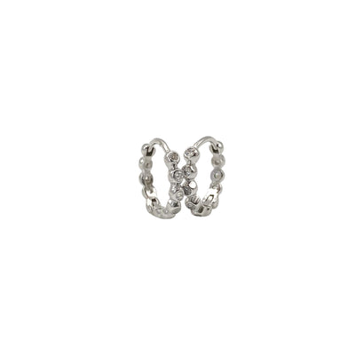 Silver hoop earrings with zirconia - 13 mm