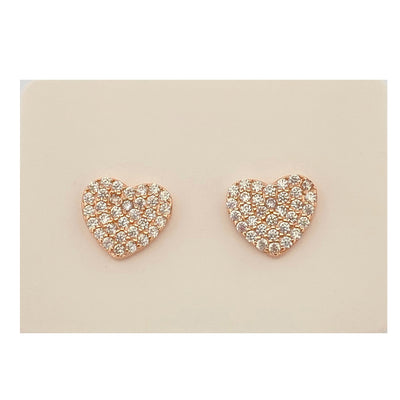 Pack of 5 silver heart stud earrings with cubic zirconia - 8 mm