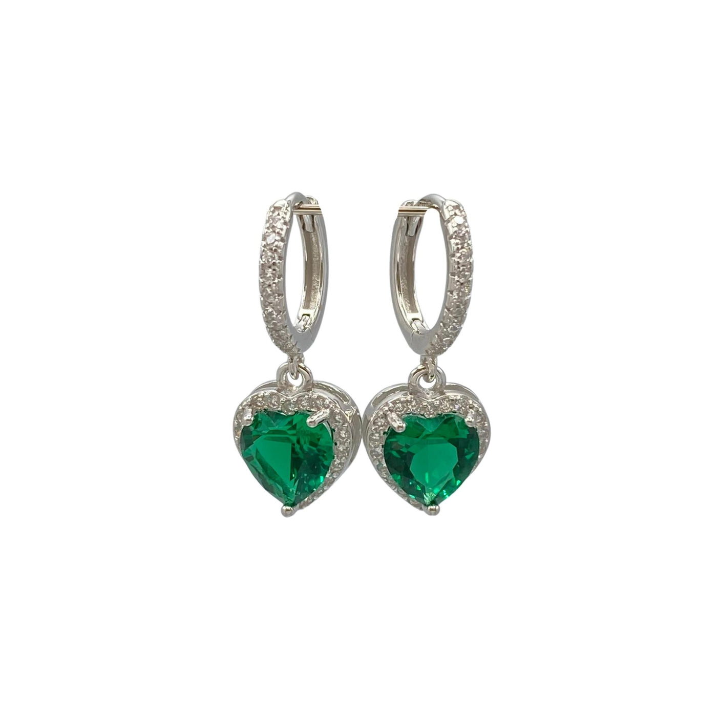 Silver hoop earrings with heart