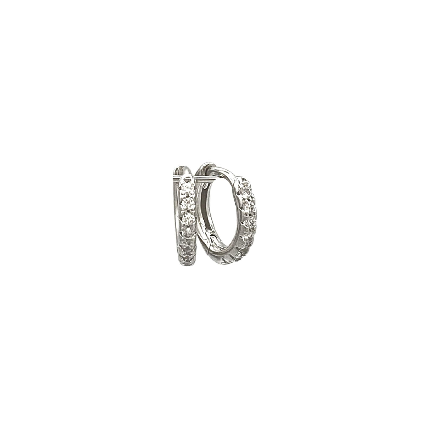 Silver hoop earrings with stones - rhodium - 10 mm