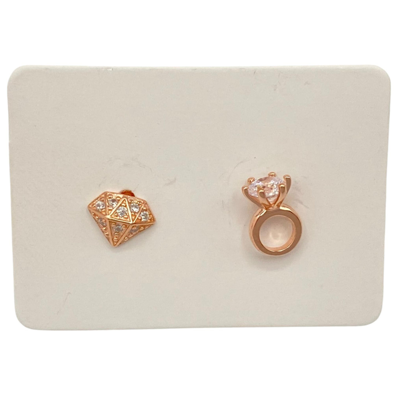 Pack of 5 silver ring & diamond earrings