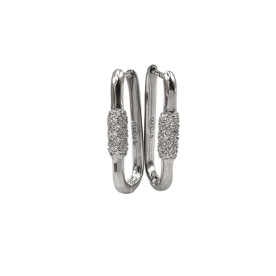 Silver oval earrings with zirconia - 11 x 20,5 mm