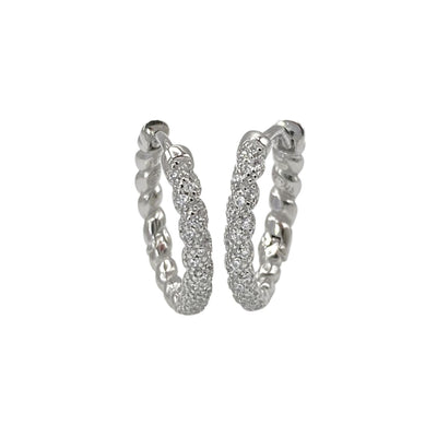 Silver hoop earrings with zirconia - 20 mm