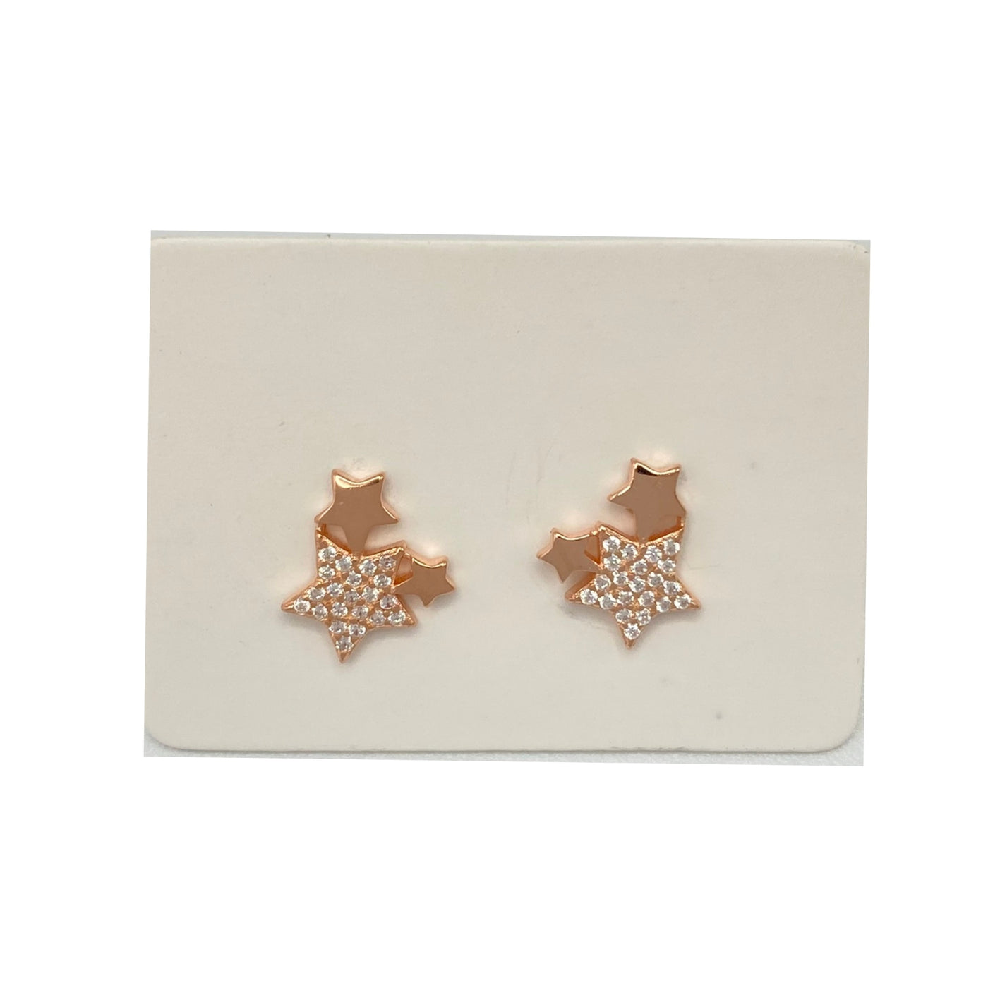 Pack of 5 silver stars stud earrings with zirconia
