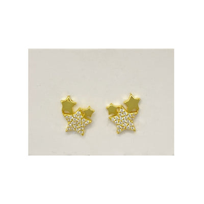 Pack of 5 silver stars stud earrings with zirconia