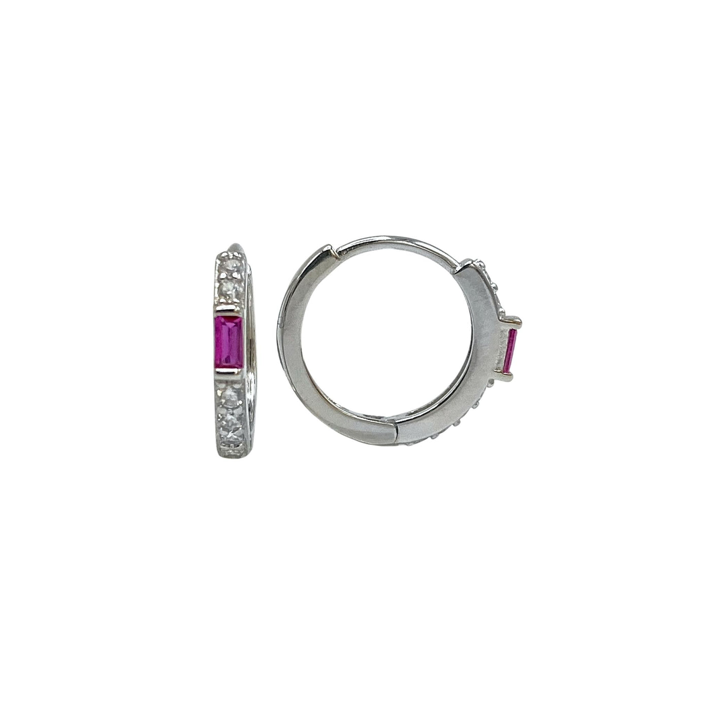 Silver hoop earrings with zirconia - 13.50 mm