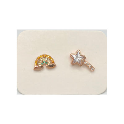 Pack of 5 silver stud earrings with zirconia