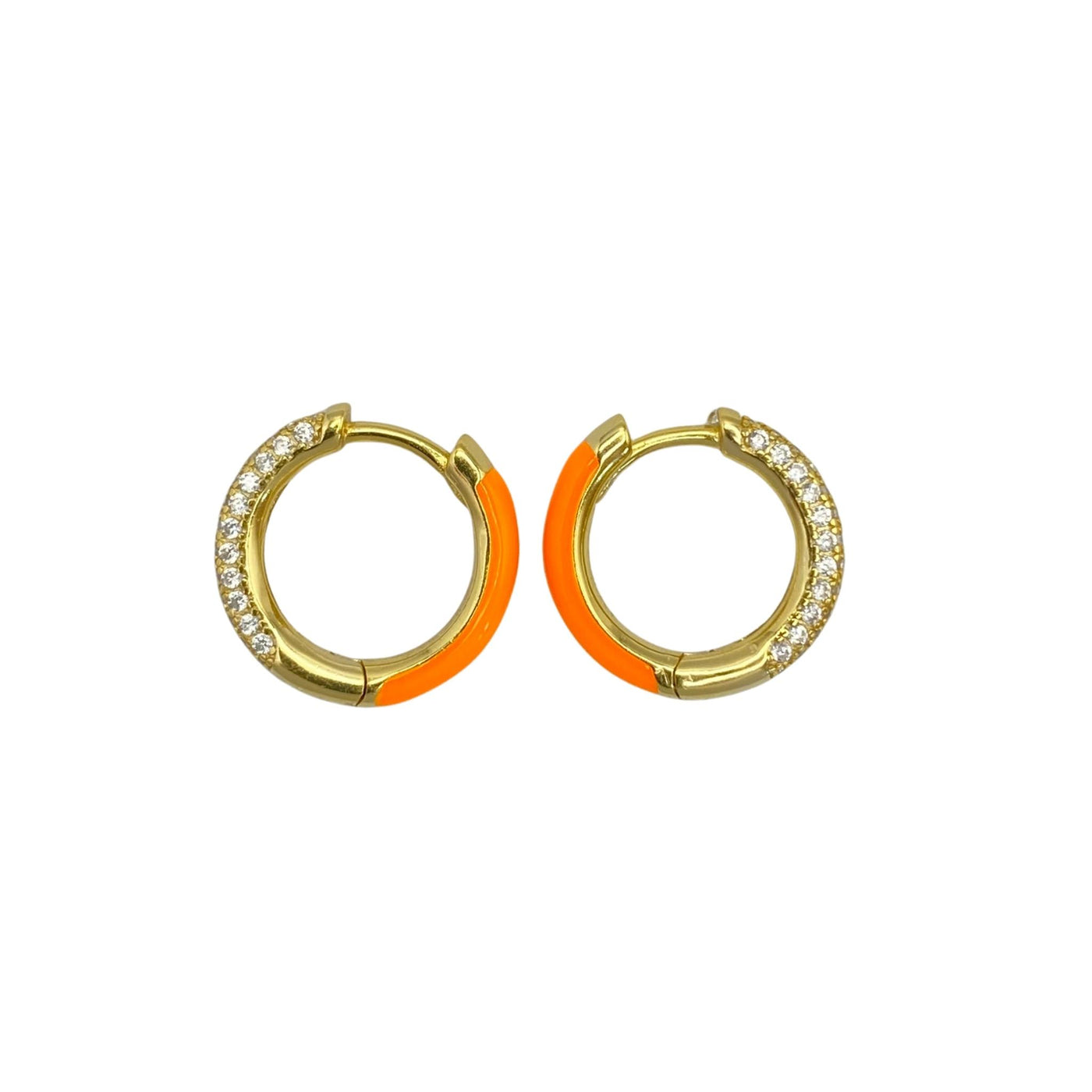 Silver earrings with enamel and zirconia - yellow 15 mm