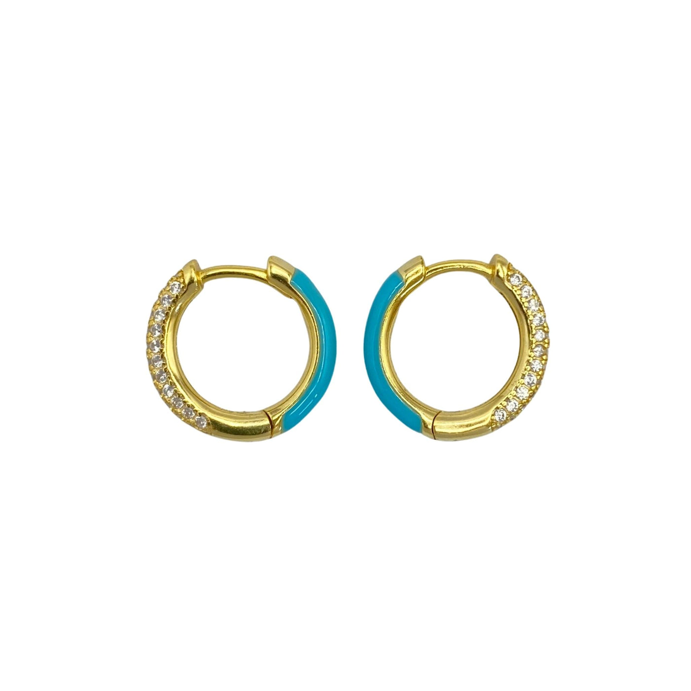 Silver earrings with enamel and zirconia - yellow 15 mm