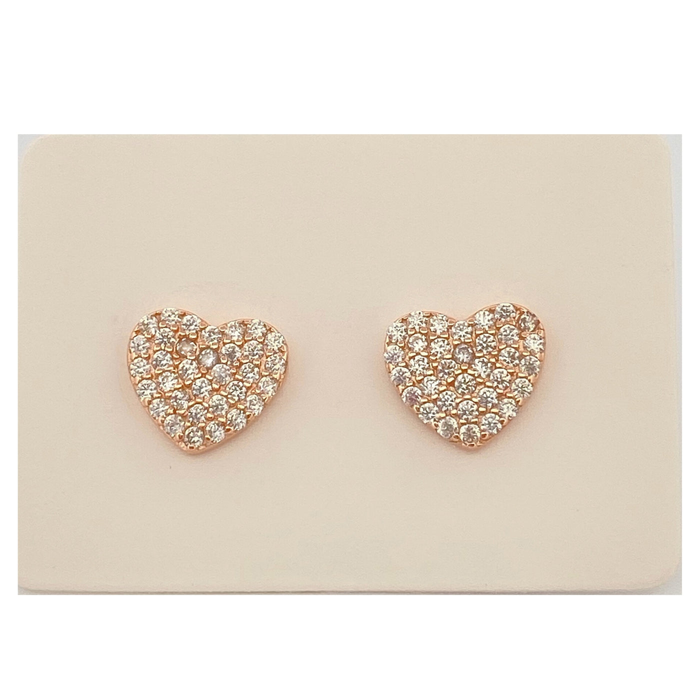 Pack of 5 silver heart stud earrings with cubic zirconia - 8 mm