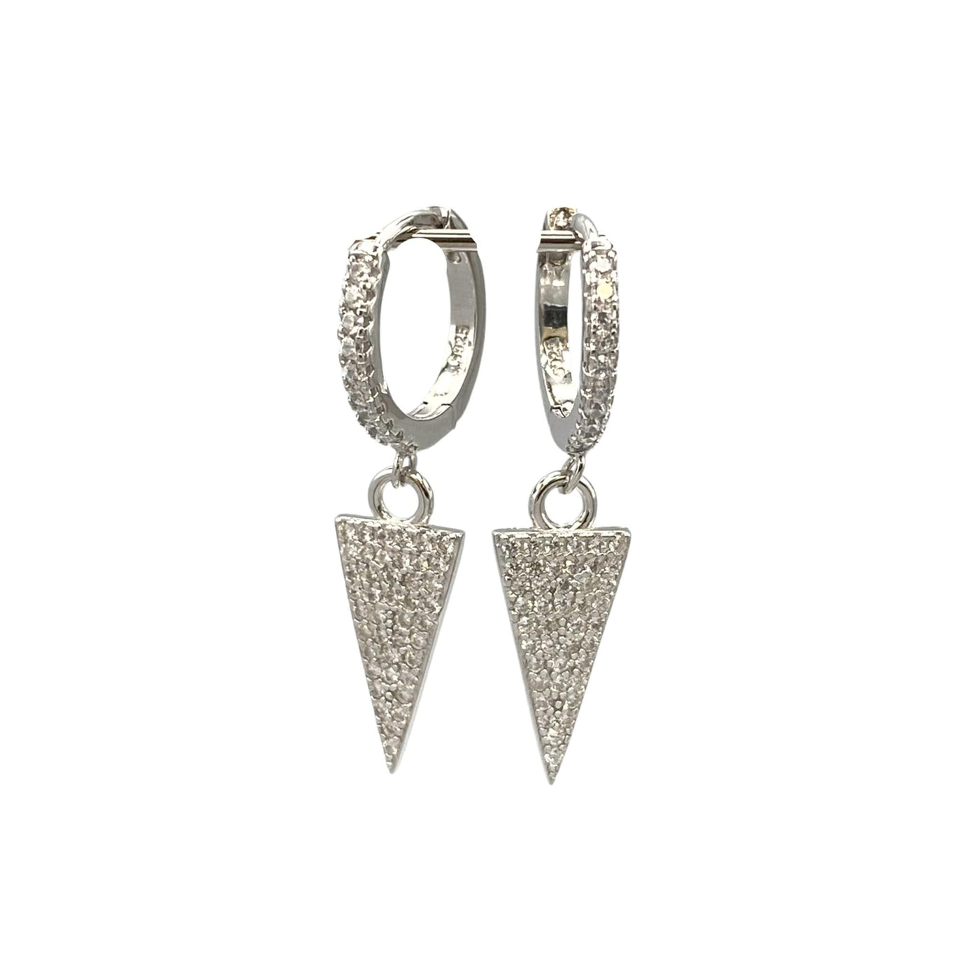 Silver hoop earrings with triangle charms - 14.40 mm