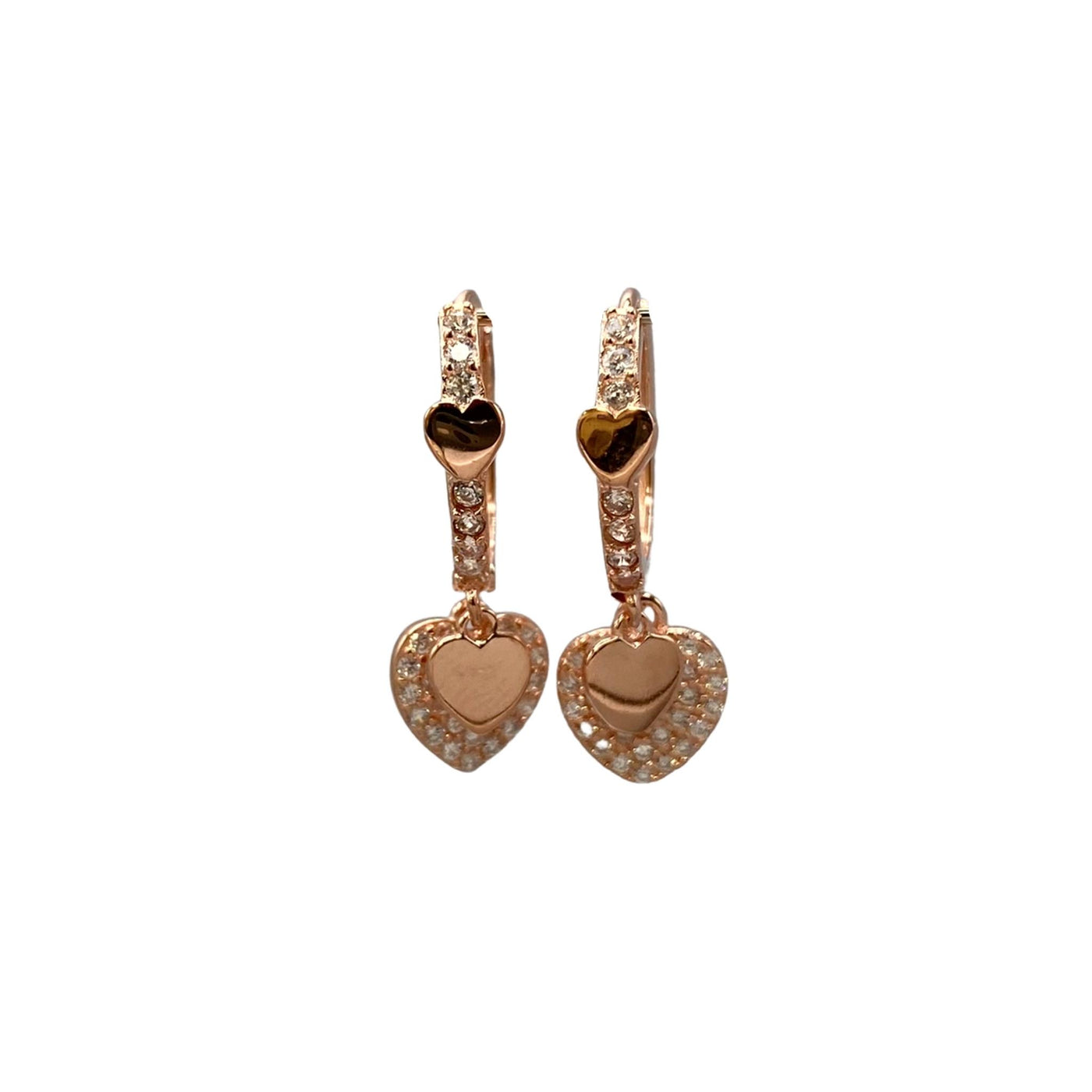 Silver hoop earrings with hearts