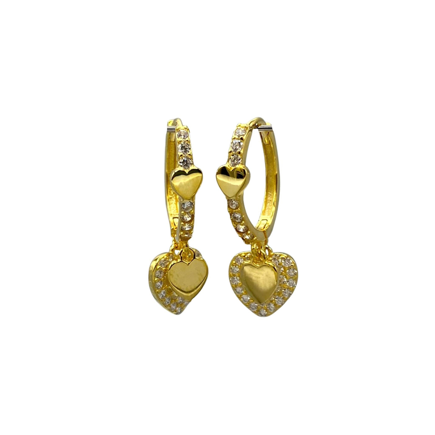 Silver hoop earrings with hearts