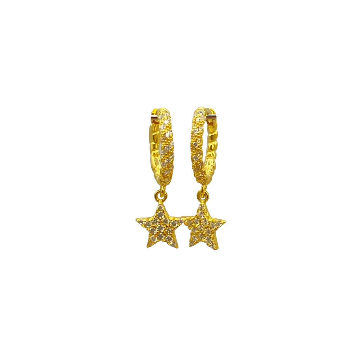 Silver hoop earrings with star charm