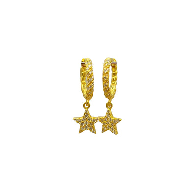 Silver hoop earrings with star charm