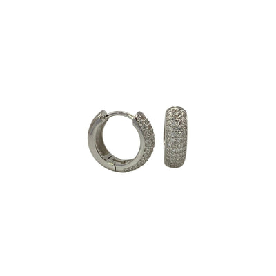 Orecchini a cerchio in argento con zirconi - 14,50 mm