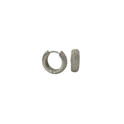 Silver huggie earrings with zirconia - 12.80 mm