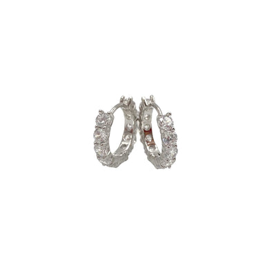 Silver hoop earrings with round zirconia - 15mm