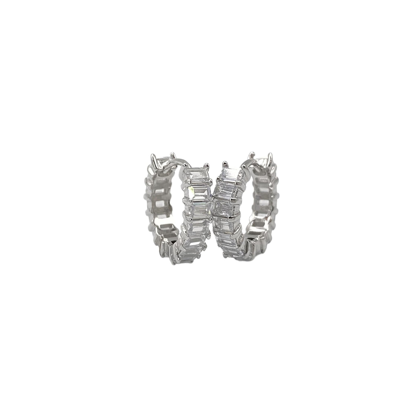 Orecchini in argento con zirconi rettangolari - 15,50 mm