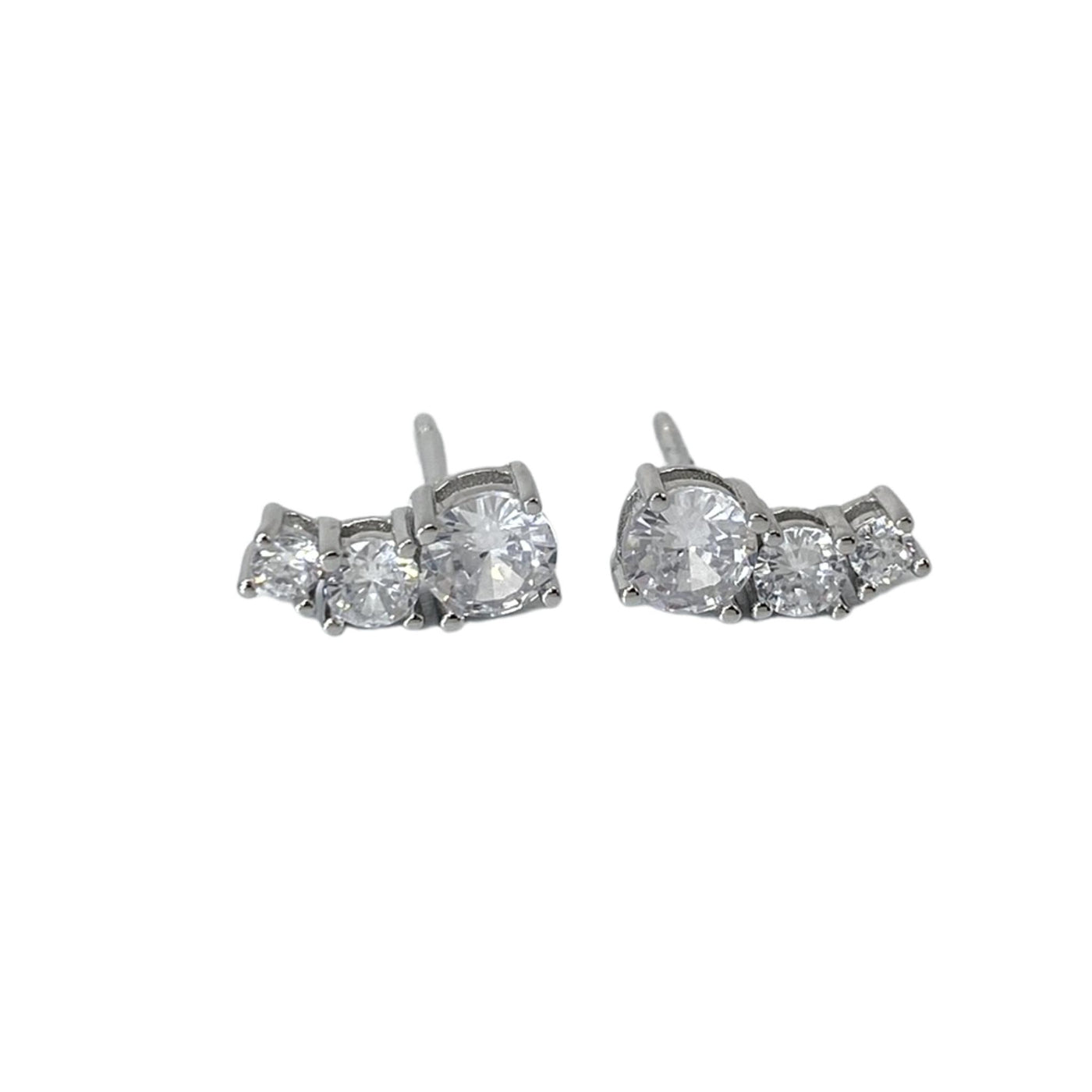 Silver earrings with 3 white zirconia