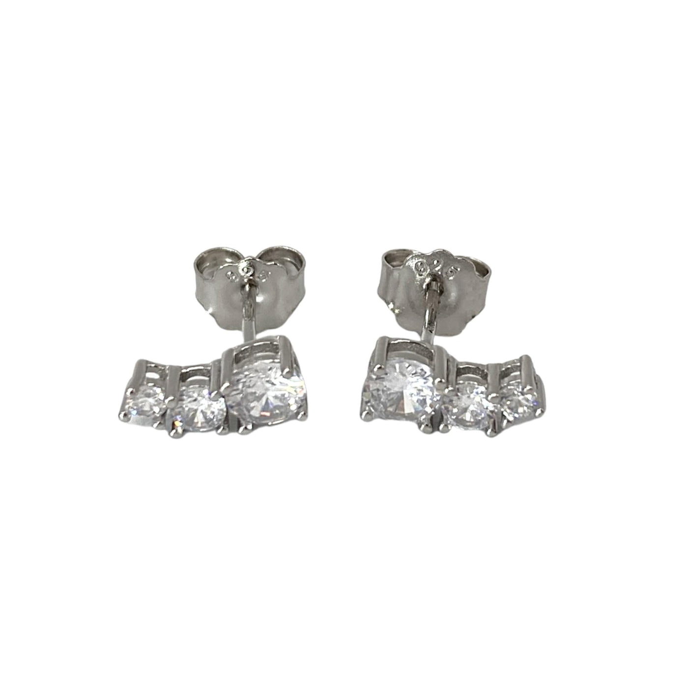 Silver earrings with 3 white zirconia