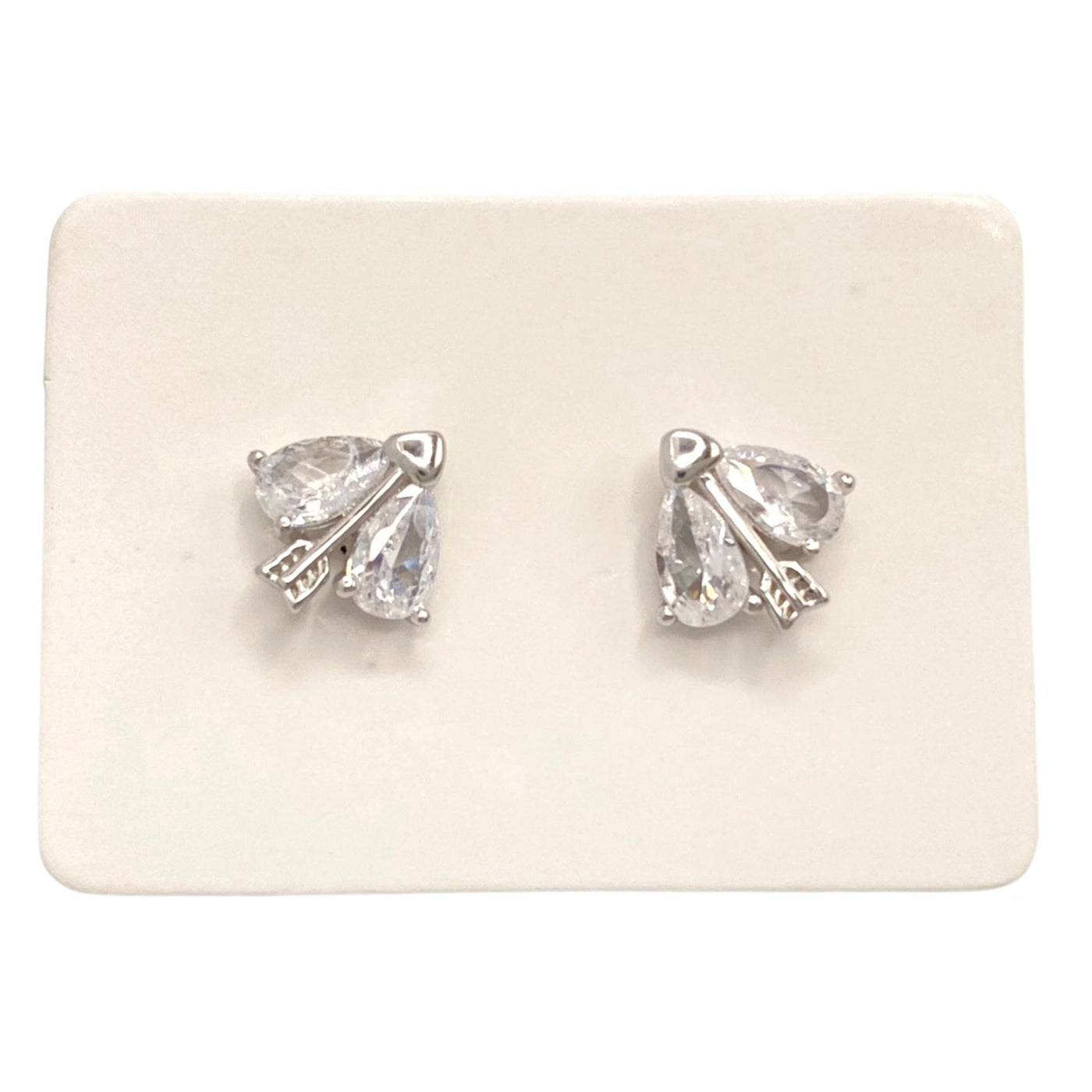 Pack of 5 silver stud earrings with heart and arrow