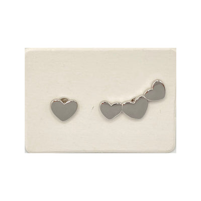 Pack of 5 silver hearts stud earrings