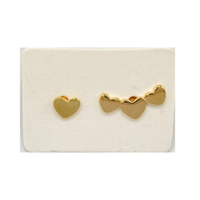Pack of 5 silver hearts stud earrings