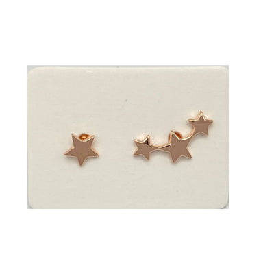 Pack of 5 silver stars stud earrings
