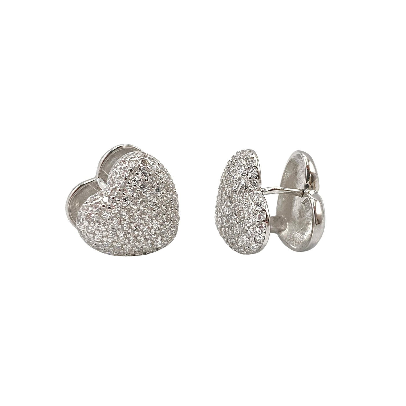 Orecchini doppi in argento a forma di cuore - 11x12 mm