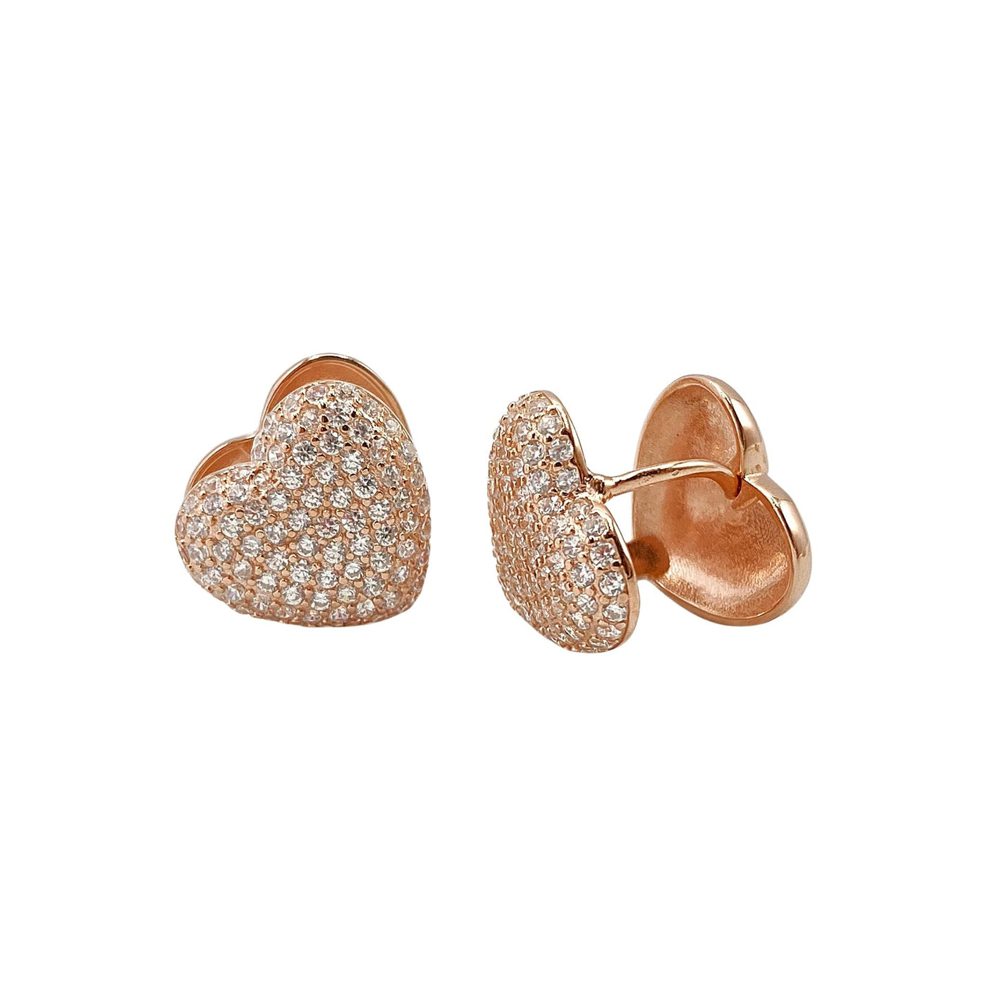 Silver double heart-shaped earrings - 11x12 mm