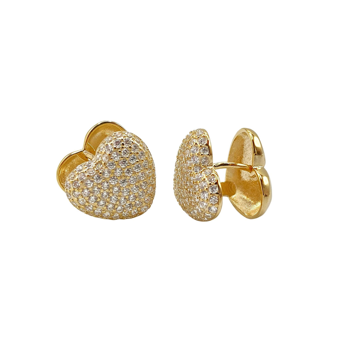 Orecchini doppi in argento a forma di cuore - 11x12 mm