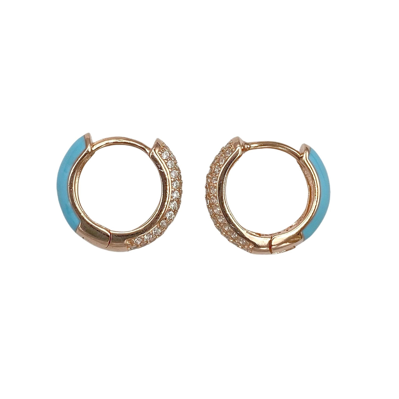 Silver earrings with enamel and zirconia - 14.25 mm