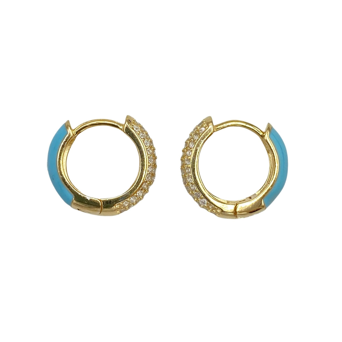 Silver earrings with enamel and zirconia - 14.25 mm