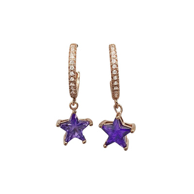 Silver earrings with star charm - 7 mm - rose