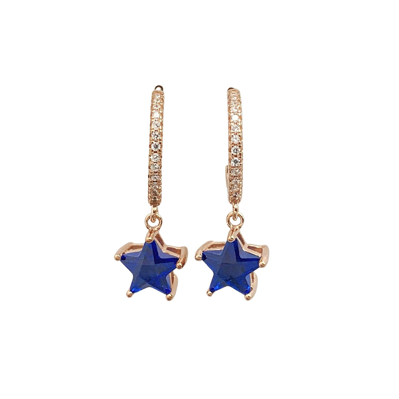 Silver earrings with star charm - 7 mm - rose