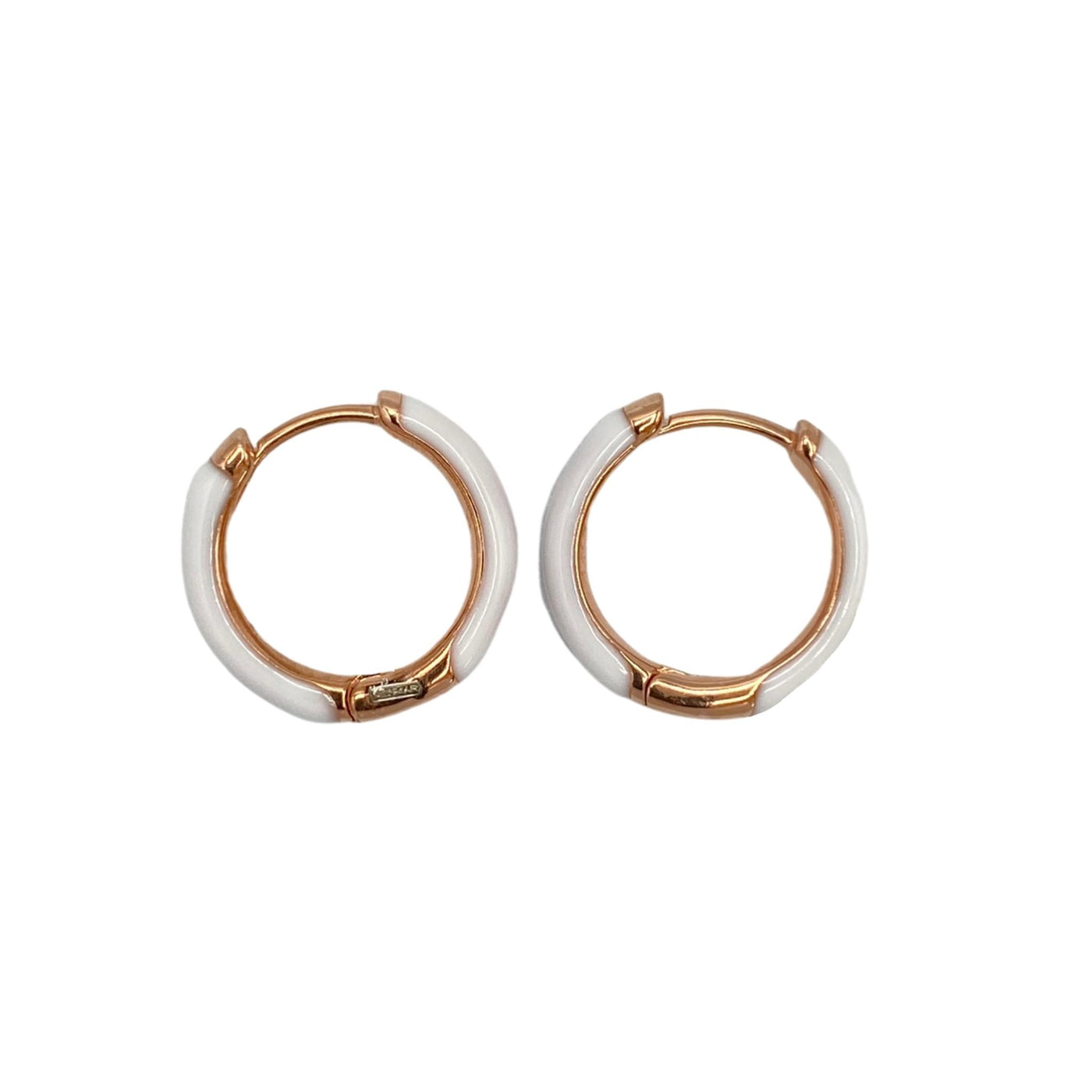 Silver hoop earrings with enamel - rose - 15 mm