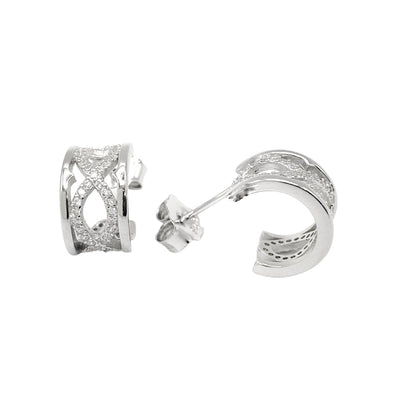 Silver huggie hoop earring with infinite - 11.30 mm
