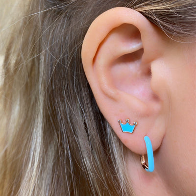 Silver rectangle earrings with enamel