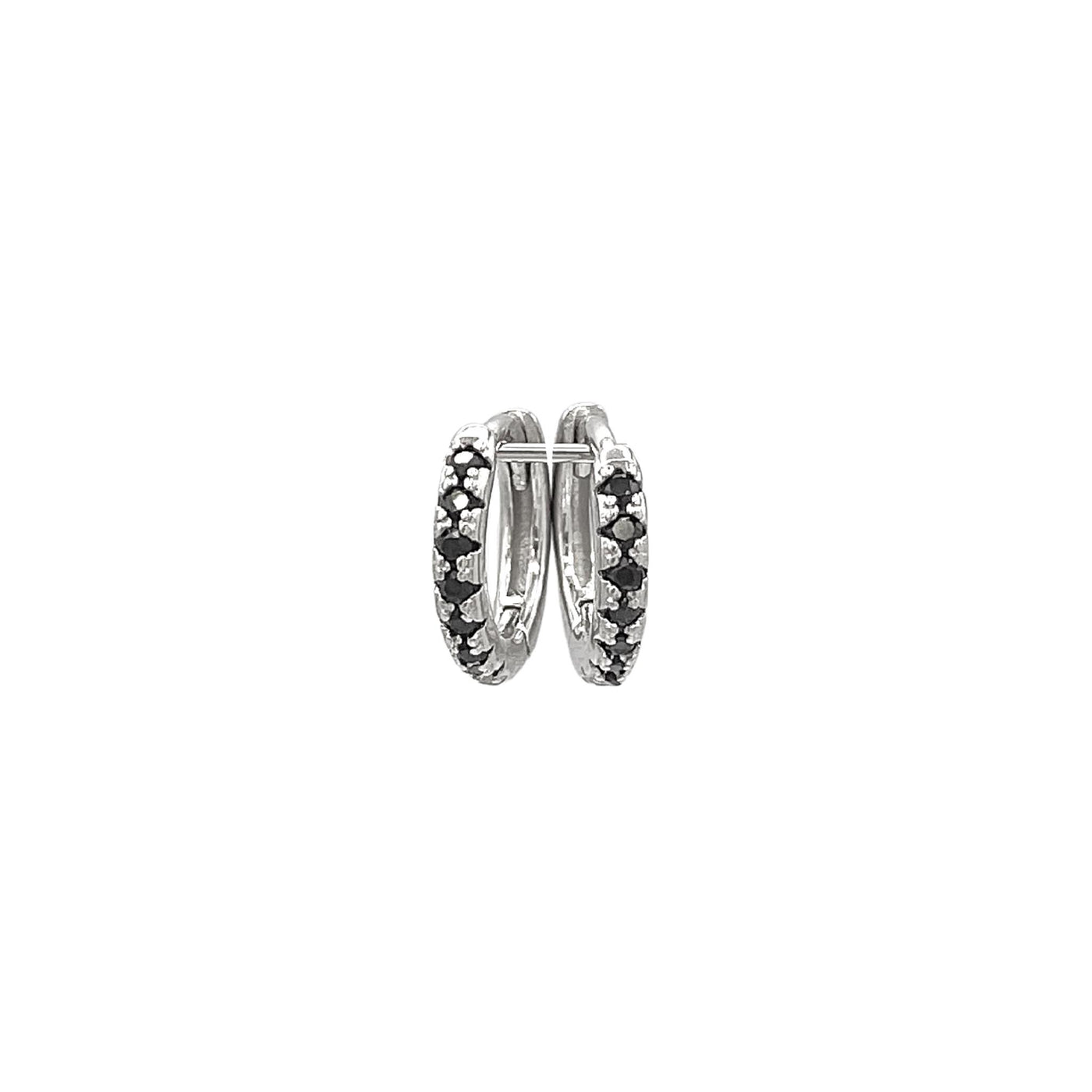 Silver hoop earrings with stones - rhodium - 10 mm